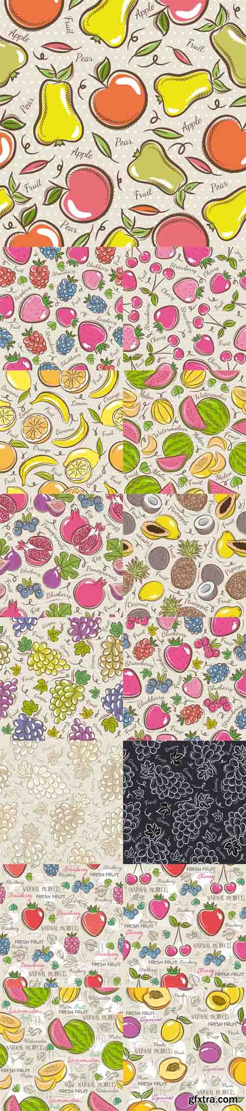 Vector Set - Seamless Patterns with Fruits
