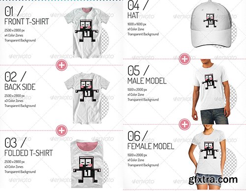 GraphicRiver Fashion Bundle - x3 T-shirt / x2 Models / Hat