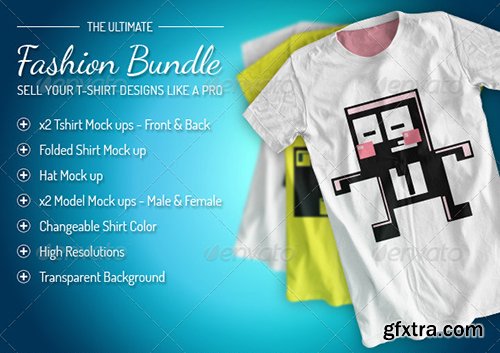 GraphicRiver Fashion Bundle - x3 T-shirt / x2 Models / Hat