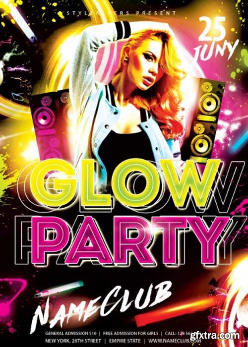 Glow Party PSD Flyer Template