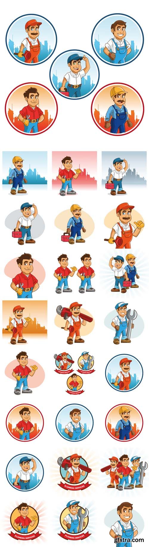 Vector Set - Plumbing Service Cartoon Design