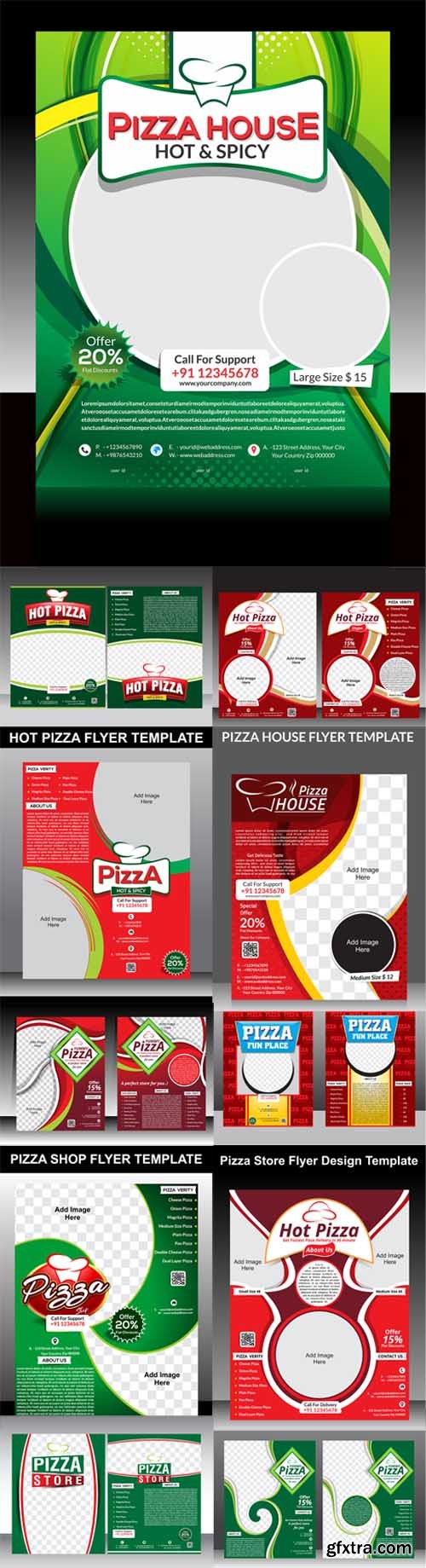 Vector Set - Pizza Store Flyer Design Templates