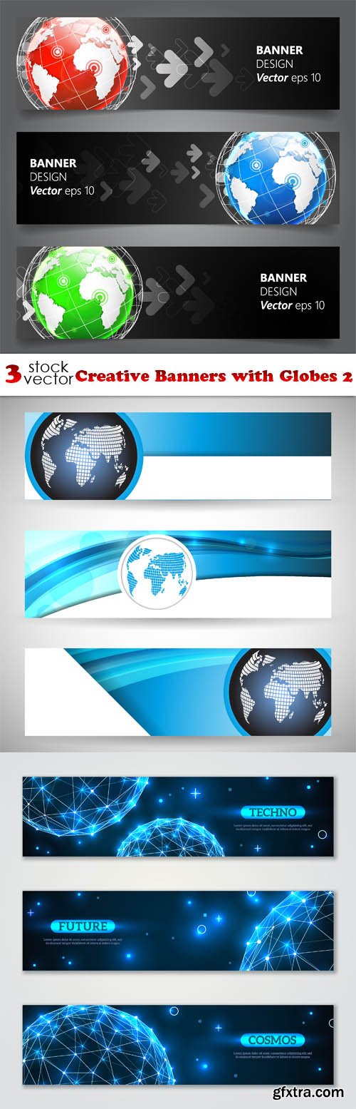 Vectors - Creative Banners with Globes 2