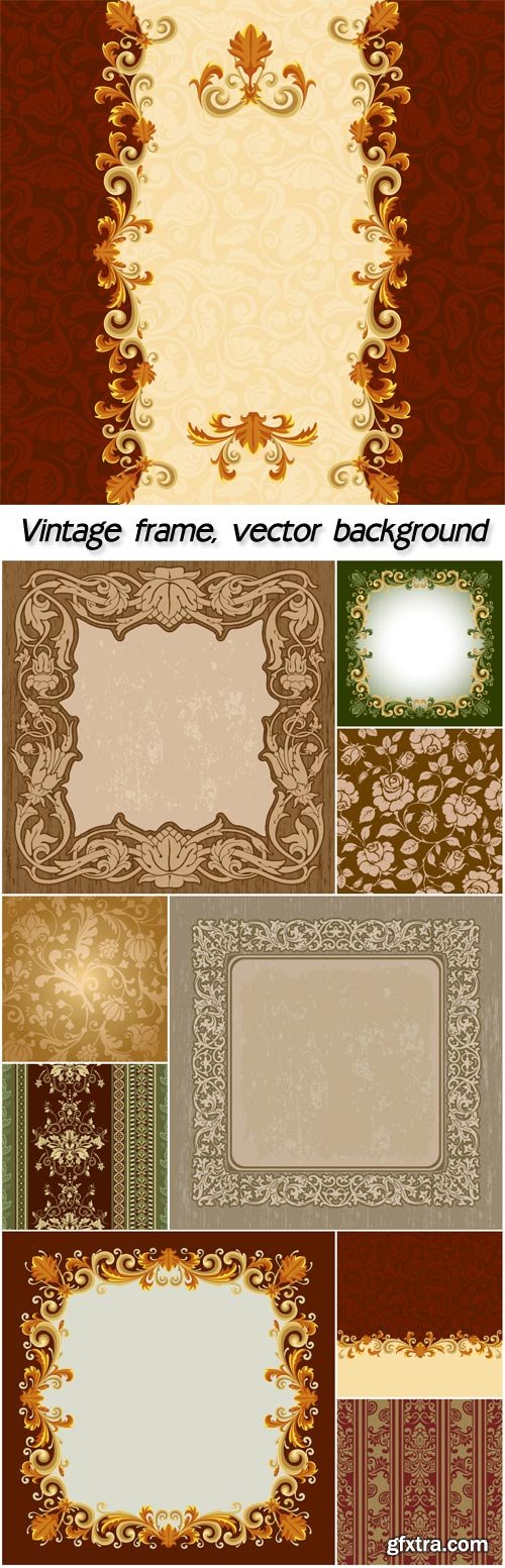 Vintage frame, ornament template with pattern