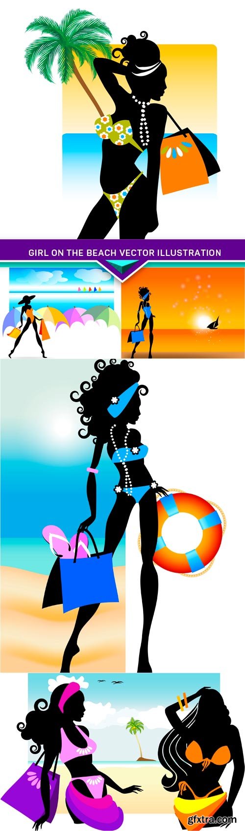 Girl on the beach vector illustration 5x EPS