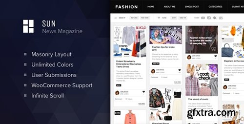 ThemeForest - Sun v1.0.0 - Masonry Grid Personal Blog and News Magazine theme for WordPress - 15595376