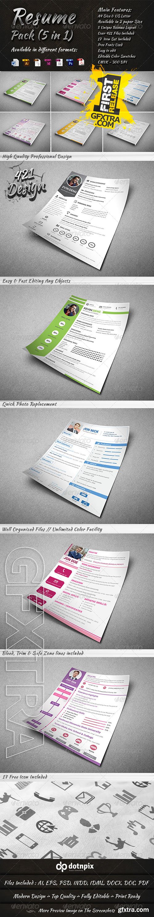 Graphicriver - Resume Pack (5 in 1) 8561025