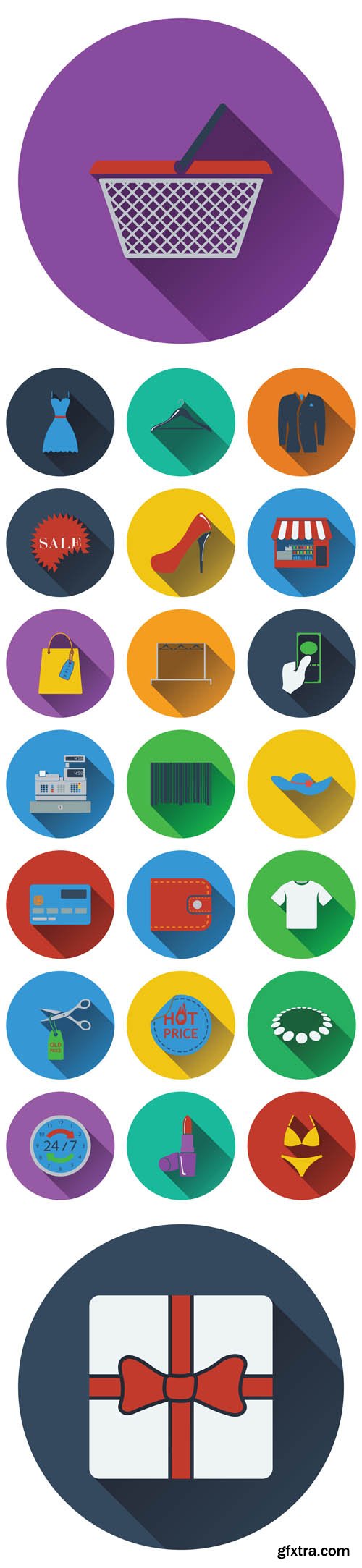 Vector Set - Flat Round Shopping Icons