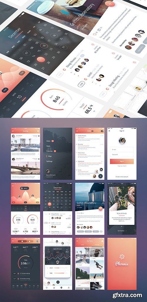 PSD & SKETCH Web Design - Phoenix Ui Elements For iPhone 6