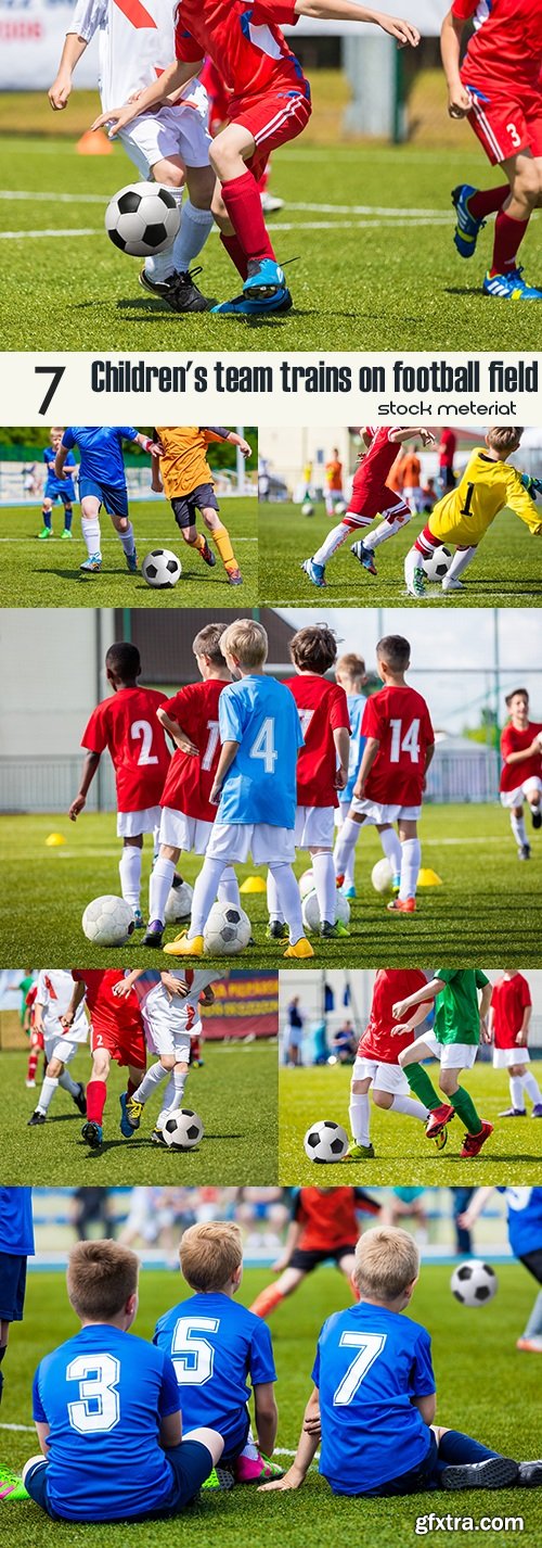 Children\'s team trains on football field