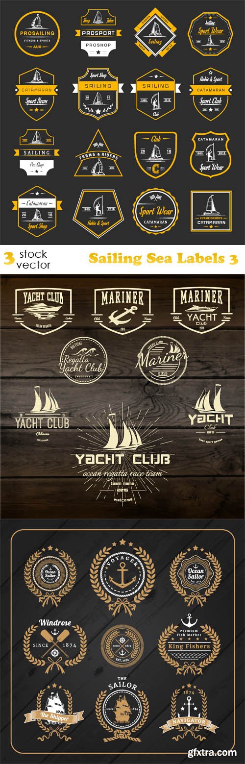 Vectors - Sailing Sea Labels 3