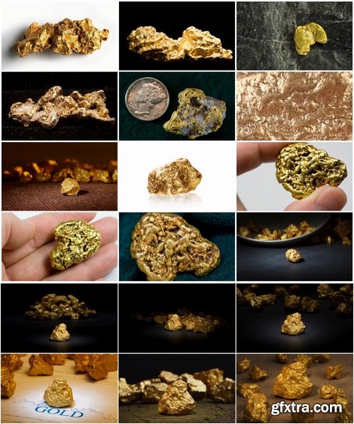 Collection gold nugget gemstone metal 25 HQ Jpeg