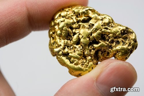 Collection gold nugget gemstone metal 25 HQ Jpeg