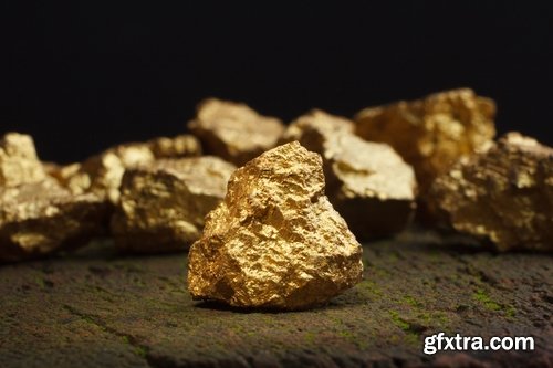 Collection gold nugget gemstone metal 25 HQ Jpeg