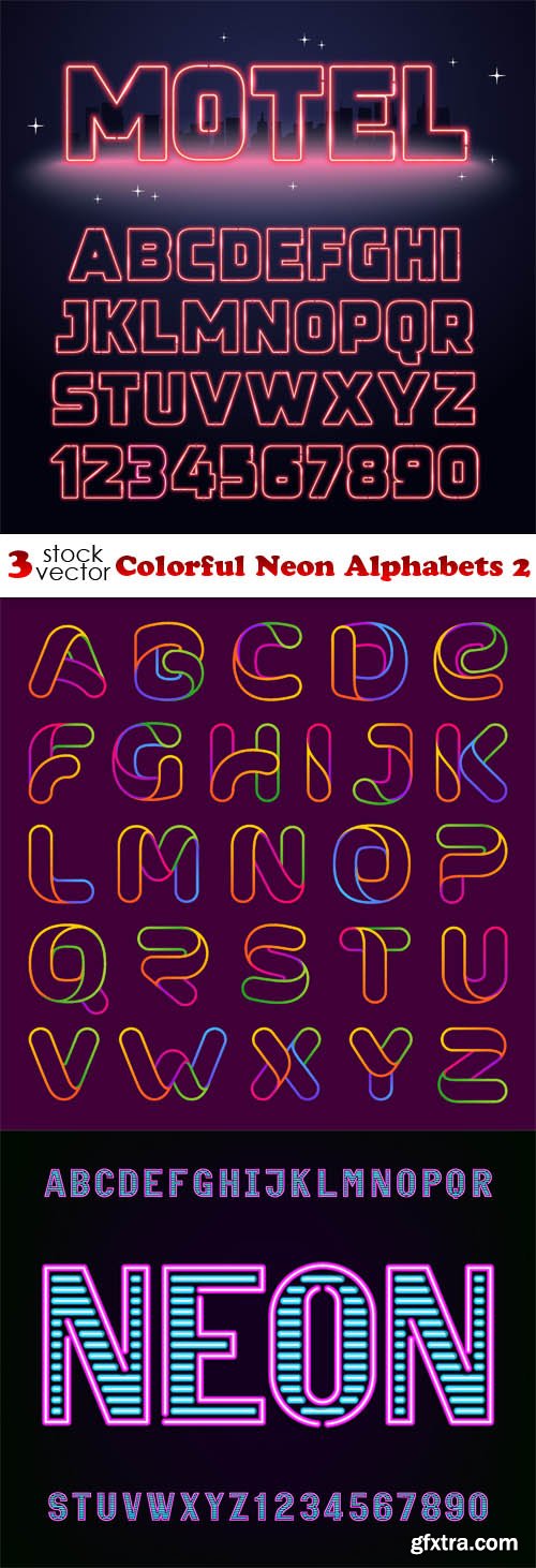 Vectors - Colorful Neon Alphabets 2