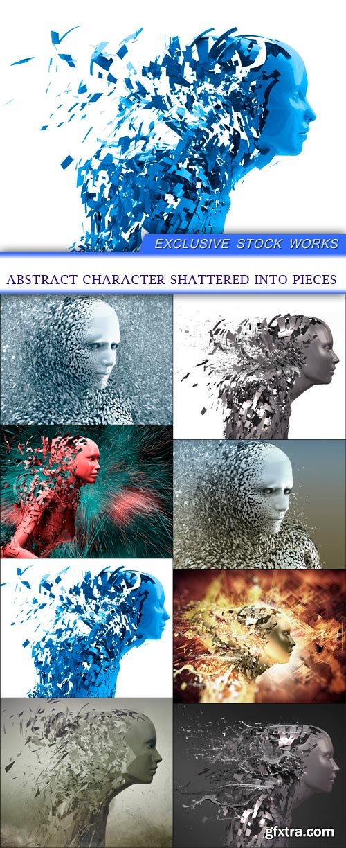 abstract character shattered into pieces 8X JPEG