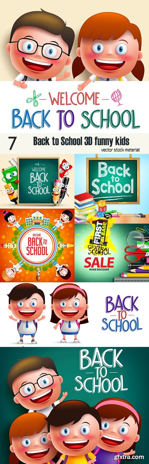 Back to School 3D funny kids