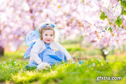 Cute girl in fairy costume in a flower field 6x JPEG