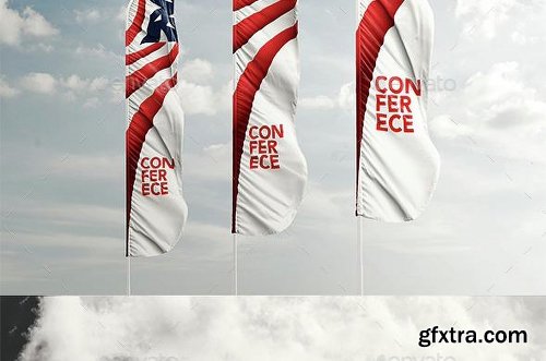 Graphicriver Feather / Bow / Sail Flag Mockup 11557451