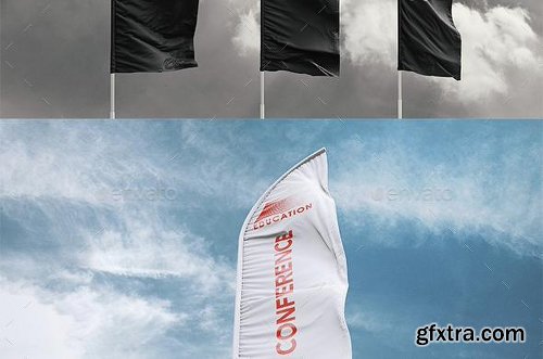 Graphicriver Feather / Bow / Sail Flag Mockup 11557451