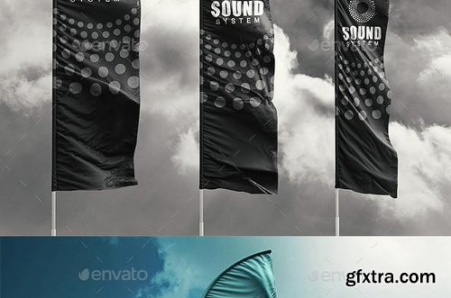 Graphicriver Feather / Bow / Sail Flag Mockup 11557451