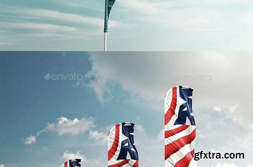 Graphicriver Feather / Bow / Sail Flag Mockup 11557451