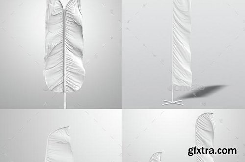 Graphicriver Feather / Bow / Sail Flag Mockup 11557451