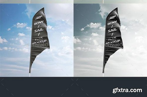 Graphicriver Feather / Bow / Sail Flag Mockup 11557451