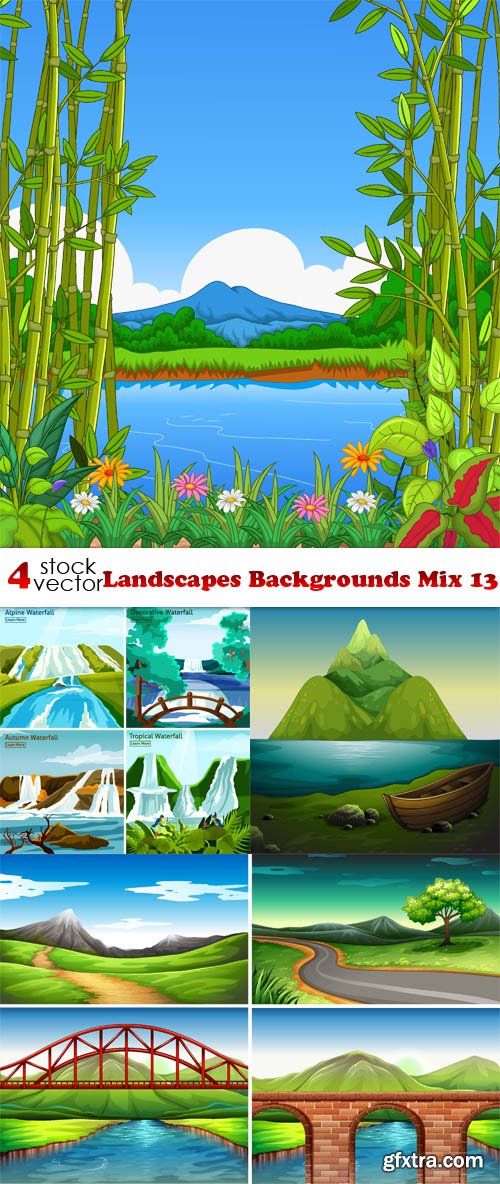 Vectors - Landscapes Backgrounds Mix 13