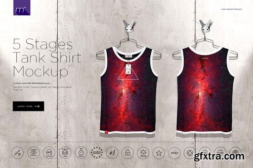 CreativeMarket - Tank Shirt On 5 Stages Mock-up 753234