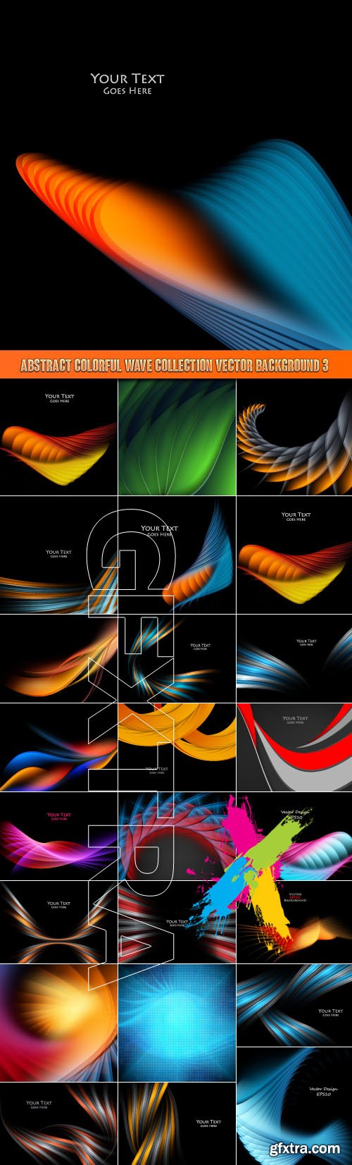 Abstract colorful wave collection vector background 3