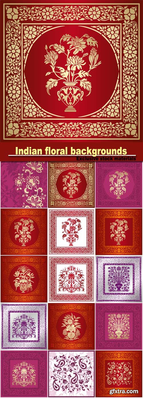 Indian floral backgrounds vector