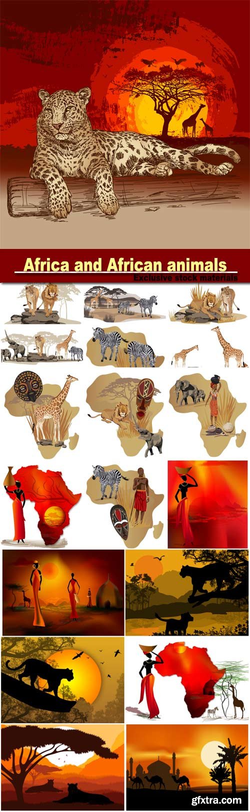 Africa and African animals vector