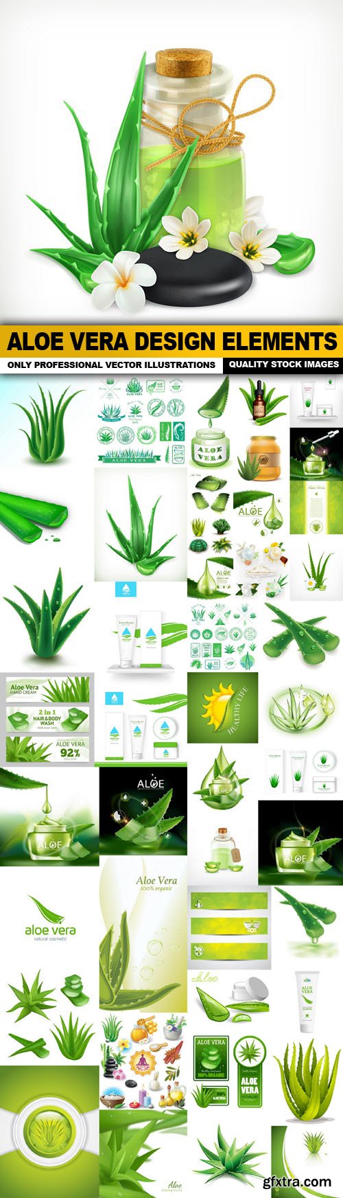 Aloe Vera Design Elements - 46 Vector