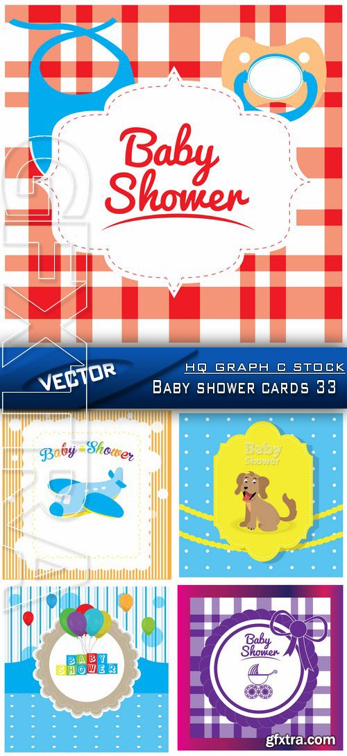 Stock Vector - Baby shower cards 33