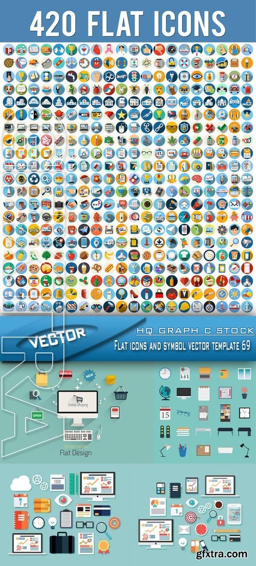 Stock Vector - Flat icons and symbol vector template 69