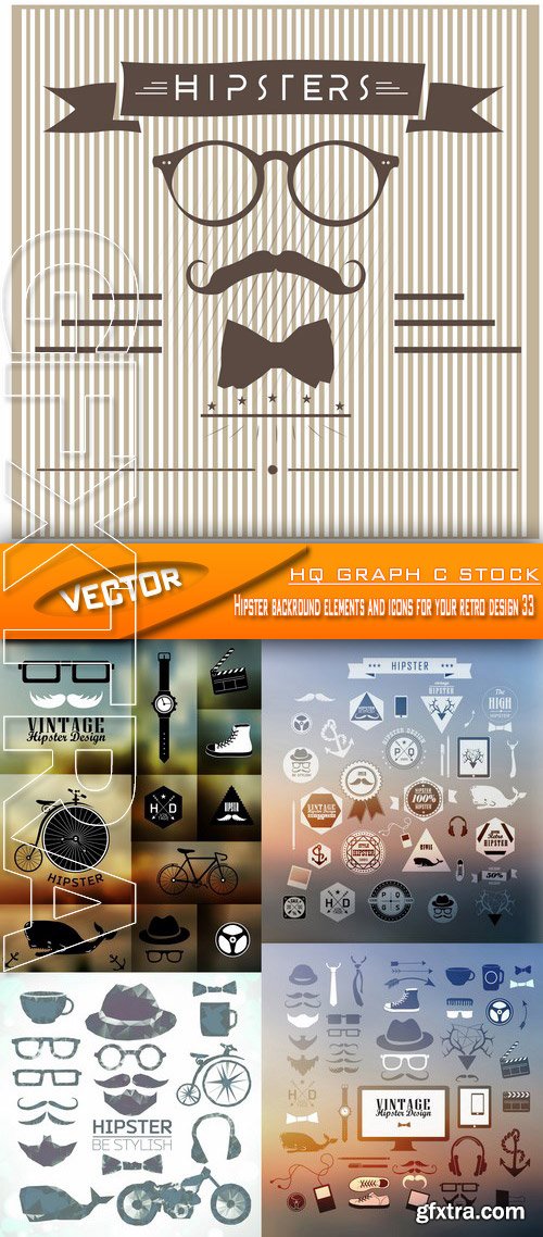 Stock Vector - Hipster backround elements and icons for your retro design 33