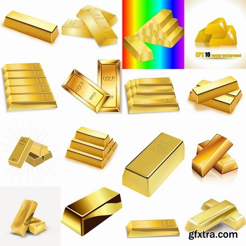 Collection of gold bullion precious metal 25 EPS