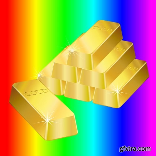 Collection of gold bullion precious metal 25 EPS