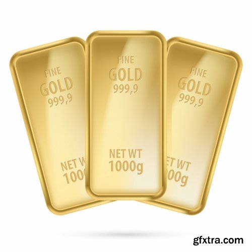 Collection of gold bullion precious metal 25 EPS