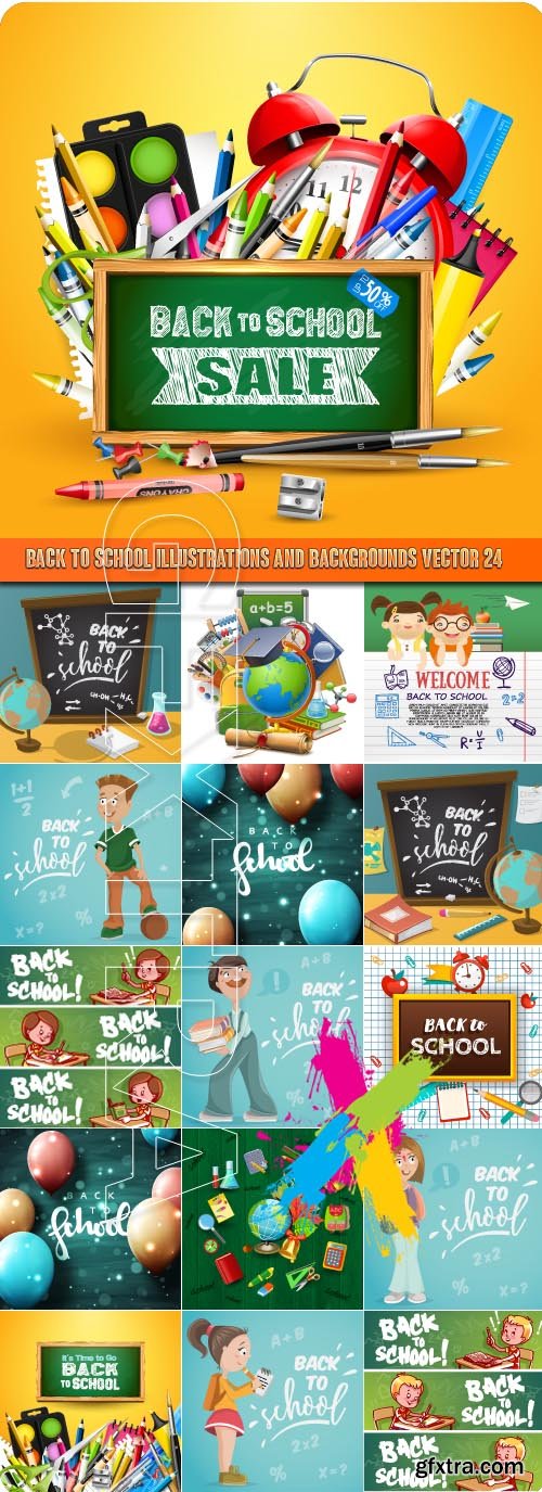 Back to school illustrations and backgrounds vector 24