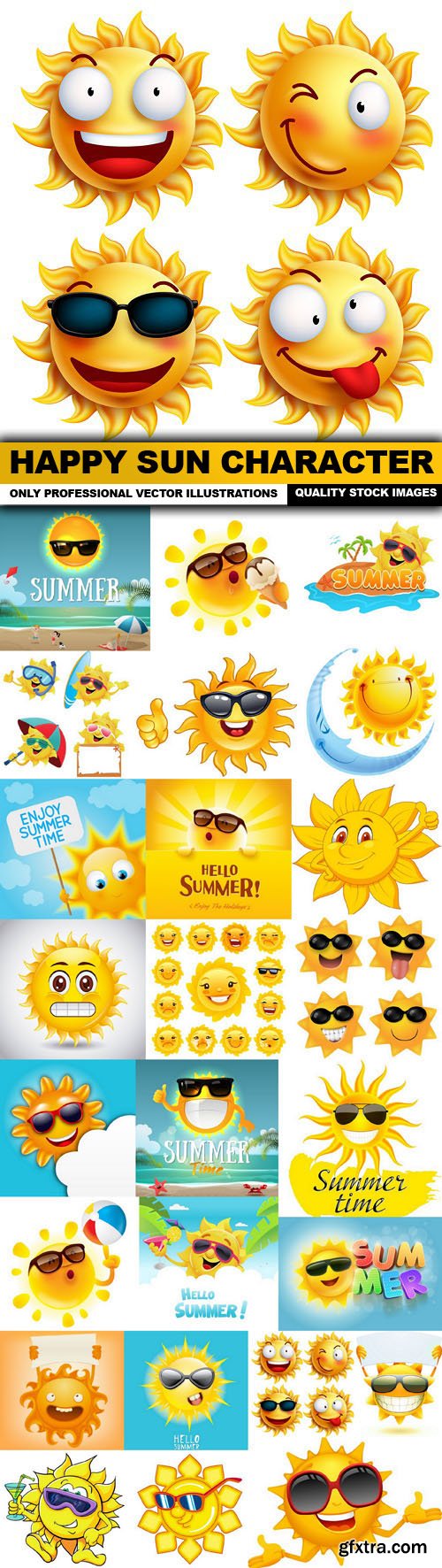 Happy Sun Character - 25 Vector