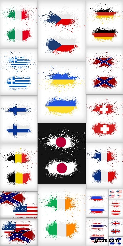 Grunge ink splattered flag vectors