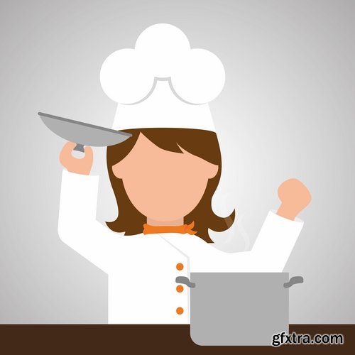 Collection a girl woman chef cartoon baby vector illustration picture 25 EPS