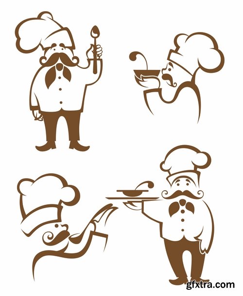 Collection the chef restaurant vector logo illustration of the business campaign 42-25 Eps