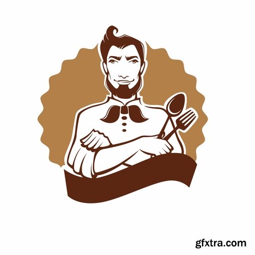 Collection the chef restaurant vector logo illustration of the business campaign 42-25 Eps