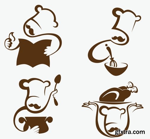 Collection the chef restaurant vector logo illustration of the business campaign 42-25 Eps