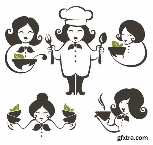 Collection the chef restaurant vector logo illustration of the business campaign 42-25 Eps