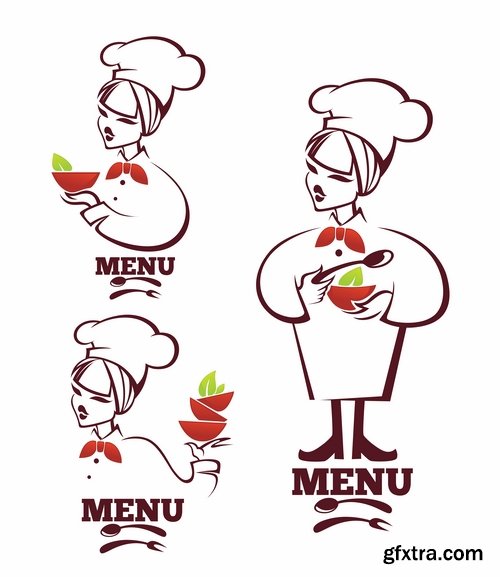 Collection the chef restaurant vector logo illustration of the business campaign 42-25 Eps