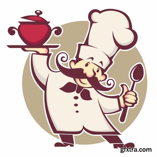 Collection the chef restaurant vector logo illustration of the business campaign 42-25 Eps